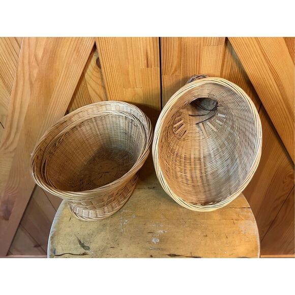 Vintage Bunny Rabbit Woven Wicker Basket Lidded Red Button Eye Easter (8563) - Picture 6 of 11